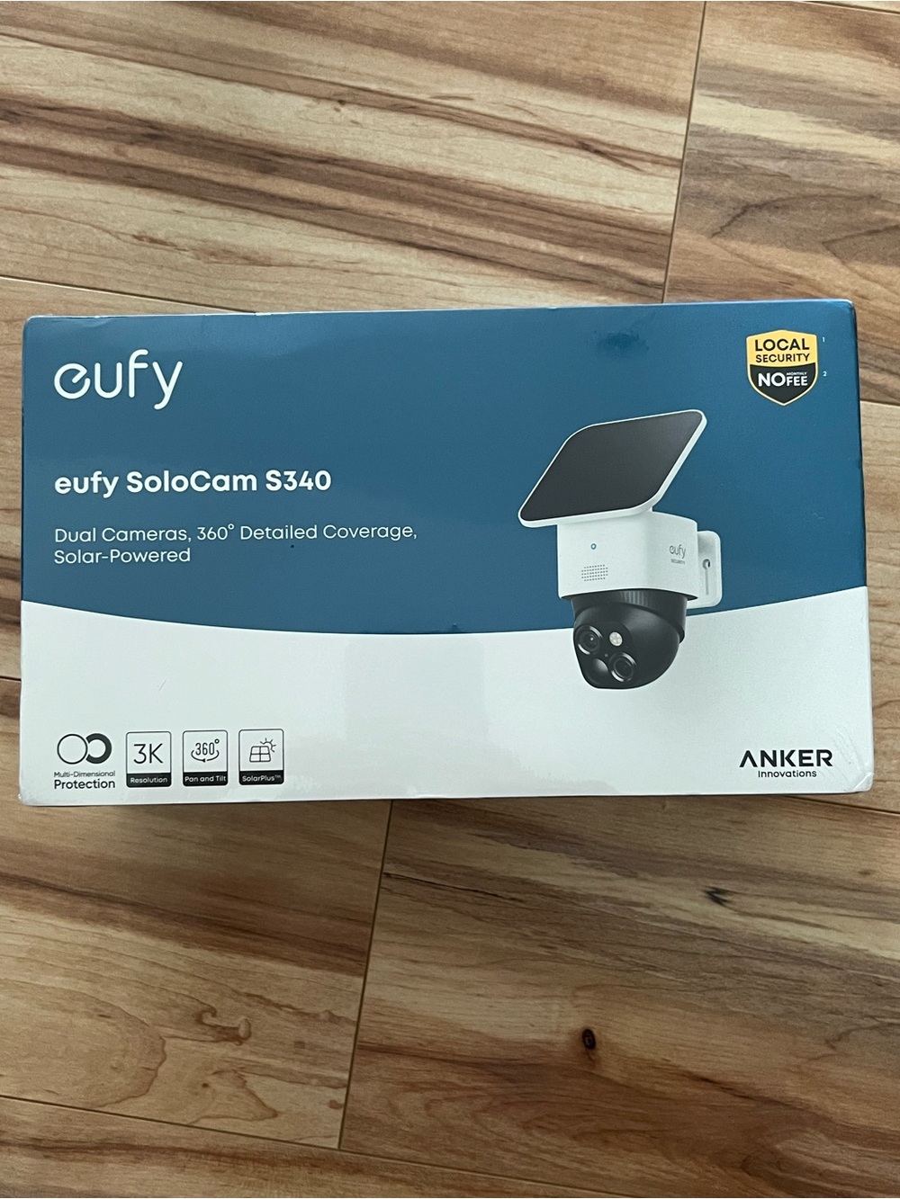 eufy SoloCam S340 Solar-Powered Security Camera - White & Black